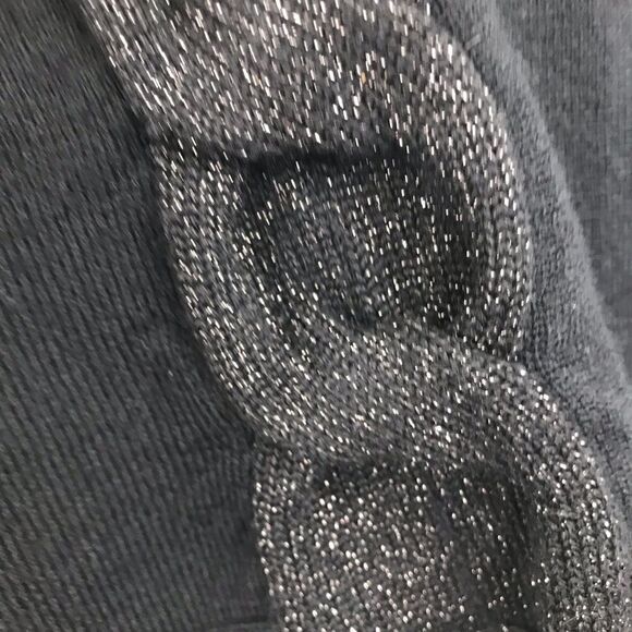 Kate Hill Black Merino Wool V neck Sweater with Metallic Chain Braid Trim - Picture 7 of 10